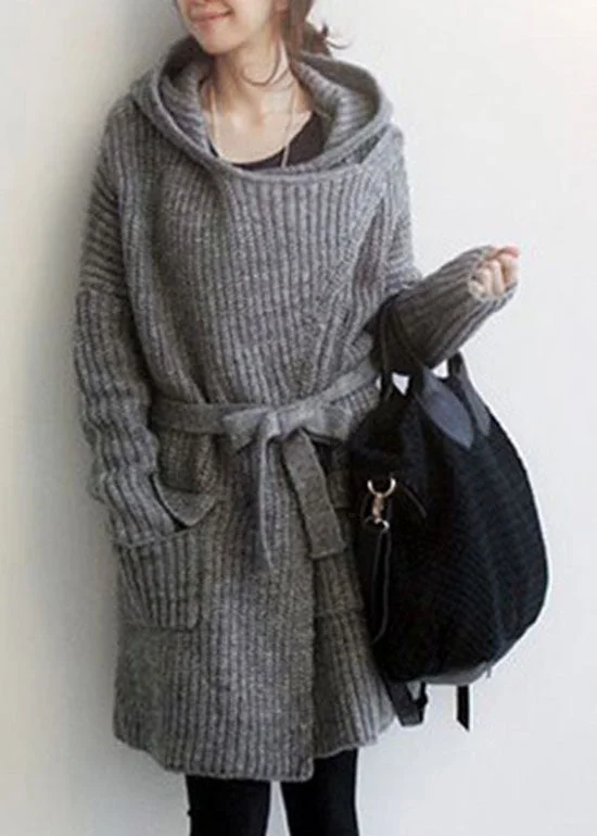 Short Sleeve Women's Cotton Blend Sweaters in Pastel ColorsNatural Grey Hooded Pockets Knit Sweater Long Coat Winter Short Sleeve Women's Cotton Blend Sweaters in Pastel ColorsNatural Grey Hooded Pockets Knit Sweater Long Coat Winter