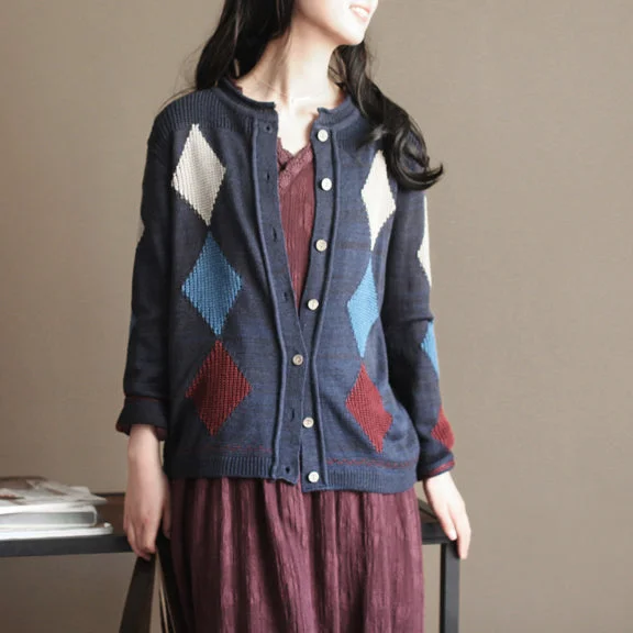 Plus Size Women's Sequined Sweaters for Special Occasionsnavy patchwork woolen knit cardigans casual loose long sleeve sweater outwear Plus Size Women's Sequined Sweaters for Special Occasionsnavy patchwork woolen knit cardigans casual loose long sleeve sweater outwear