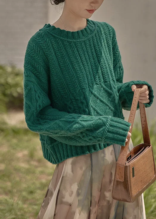 Button - Down Women's Shetland Wool Sweaters in Traditional PatternsNew Peacock Green O Neck Patchwork Cable Knit Sweaters Fall Button - Down Women's Shetland Wool Sweaters in Traditional PatternsNew Peacock Green O Neck Patchwork Cable Knit Sweaters Fall