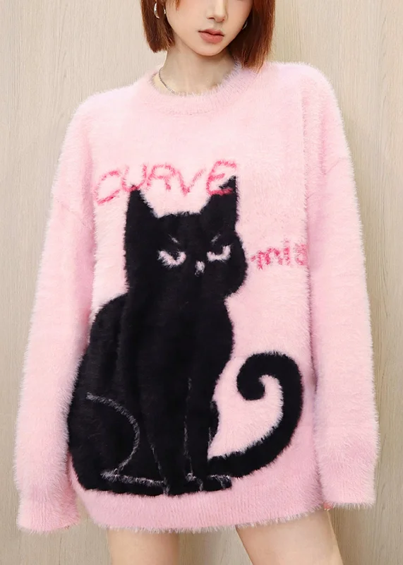 Cropped Women's Angora Blend Sweaters for a Trendy LookOriginal Pink O Neck Cat Mink Hair Knitted Pullover Tops Spring Cropped Women's Angora Blend Sweaters for a Trendy LookOriginal Pink O Neck Cat Mink Hair Knitted Pullover Tops Spring