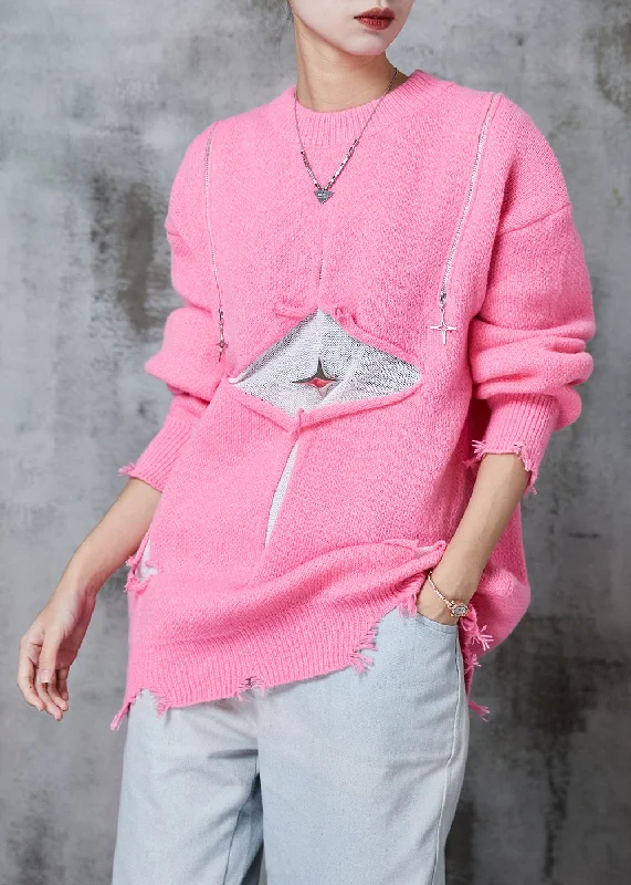 Mock Neck Women's Alpaca Wool Sweaters in Earth TonesPink Patchwork Knit Short Sweater Cold Shoulder Zippered Winter Mock Neck Women's Alpaca Wool Sweaters in Earth TonesPink Patchwork Knit Short Sweater Cold Shoulder Zippered Winter