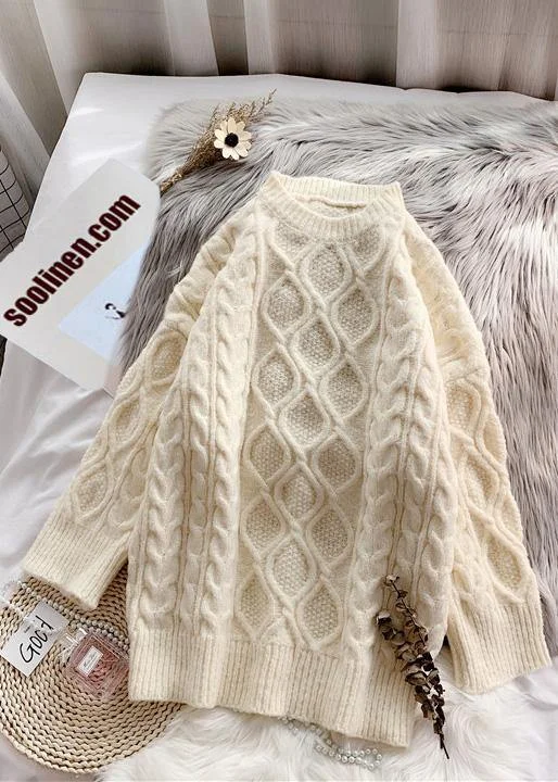 Plus Size Women's Ruffled Hem Sweaters in Floral PrintsPullover beige Sweater weather Street Style o neck baggy Hipster knitted tops Plus Size Women's Ruffled Hem Sweaters in Floral PrintsPullover beige Sweater weather Street Style o neck baggy Hipster knitted tops