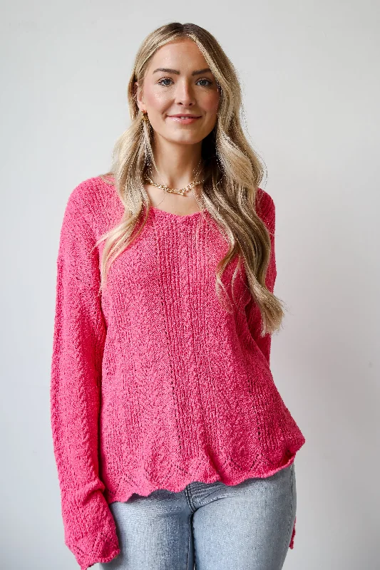 Women's Long Sleeve Turtleneck Cashmere SweatersFINAL SALE - Pure Radiance Fuchsia Lightweight Knit Top Women's Long Sleeve Turtleneck Cashmere SweatersFINAL SALE - Pure Radiance Fuchsia Lightweight Knit Top