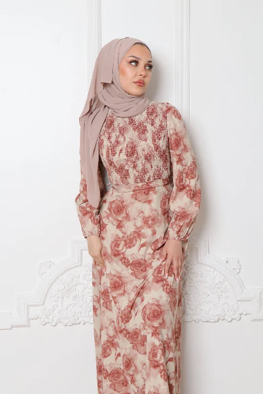 hooded women cardigan for added warmth and styleRaven Floral Shirred Dress- Pink