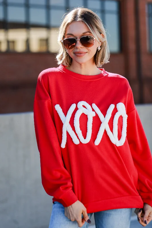 Women's Long Sleeve Turtleneck Cashmere SweatersFINAL SALE - Red XOXO Fleece Pullover Women's Long Sleeve Turtleneck Cashmere SweatersFINAL SALE - Red XOXO Fleece Pullover