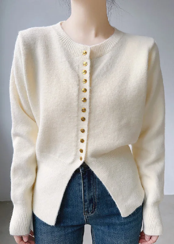 Tie - Front Women's Lambswool Sweaters in Pastel HuesSimple Beige O Neck Button Patchwork Cotton Knit Tops Fall Tie - Front Women's Lambswool Sweaters in Pastel HuesSimple Beige O Neck Button Patchwork Cotton Knit Tops Fall