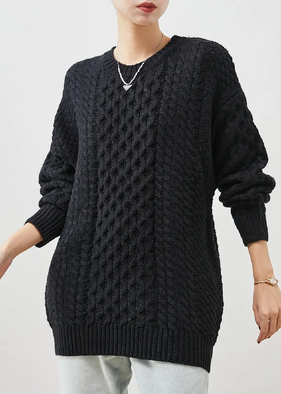 Tie - Front Women's Lambswool Sweaters in Pastel HuesSimple Black Oversized Thick Cable Knit Sweater Tops Spring Tie - Front Women's Lambswool Sweaters in Pastel HuesSimple Black Oversized Thick Cable Knit Sweater Tops Spring