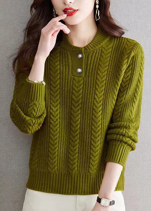 Boat Neck Women's Merino Wool Sweaters in Neutral ShadesSimple Green O Neck Button Warm Cotton Knit Sweaters Spring Boat Neck Women's Merino Wool Sweaters in Neutral ShadesSimple Green O Neck Button Warm Cotton Knit Sweaters Spring