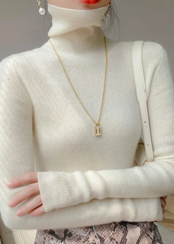 Plus Size Women's Oversized Chunky Knit SweatersSimple White Hign Neck Warm Woolen Short Sweater Winter Plus Size Women's Oversized Chunky Knit SweatersSimple White Hign Neck Warm Woolen Short Sweater Winter