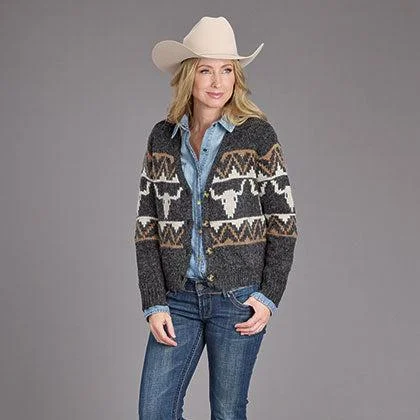 cashmere blend women cardigan for a luxurious feelStetson Women's Vintage Steer Head Cardigan in Charcoal cashmere blend women cardigan for a luxurious feelStetson Women's Vintage Steer Head Cardigan in Charcoal