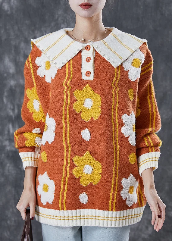 Cropped Women's Angora Blend Sweaters for a Trendy LookStylish Khaki Oversized Floral Jacquard Knit Top Spring Cropped Women's Angora Blend Sweaters for a Trendy LookStylish Khaki Oversized Floral Jacquard Knit Top Spring