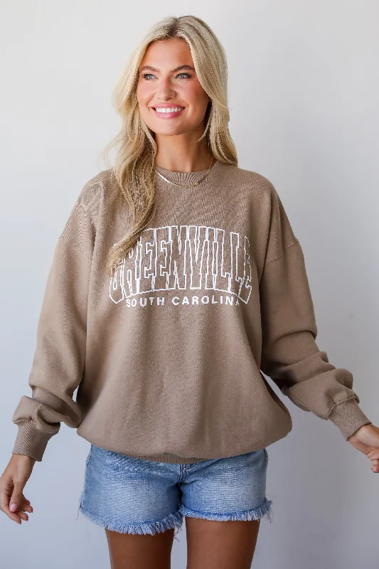 Plus Size Women's Oversized Chunky Knit SweatersTan Greenville South Carolina Sweatshirt