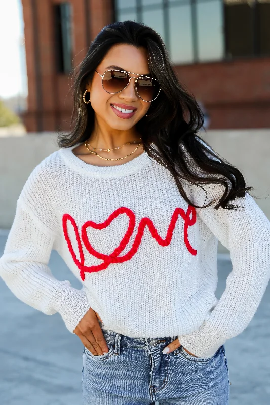 Plus Size Women's Ruffled Hem Sweaters in Floral PrintsFINAL SALE - True To My Heart White Love Sweater Plus Size Women's Ruffled Hem Sweaters in Floral PrintsFINAL SALE - True To My Heart White Love Sweater