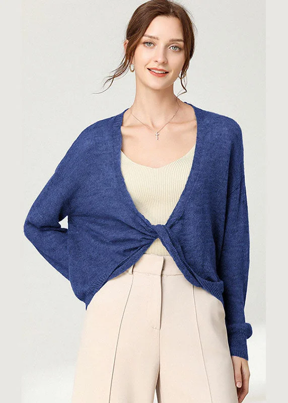 Open - Front Women's Cardigan - Style Mohair SweatersUnique Blue Long sleeve Knit vogue Fall Top Open - Front Women's Cardigan - Style Mohair SweatersUnique Blue Long sleeve Knit vogue Fall Top