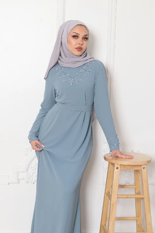 v neck women cardigan to elongate the necklineVera Chiffon Beaded Maxi Dress- Dusty Blue v neck women cardigan to elongate the necklineVera Chiffon Beaded Maxi Dress- Dusty Blue