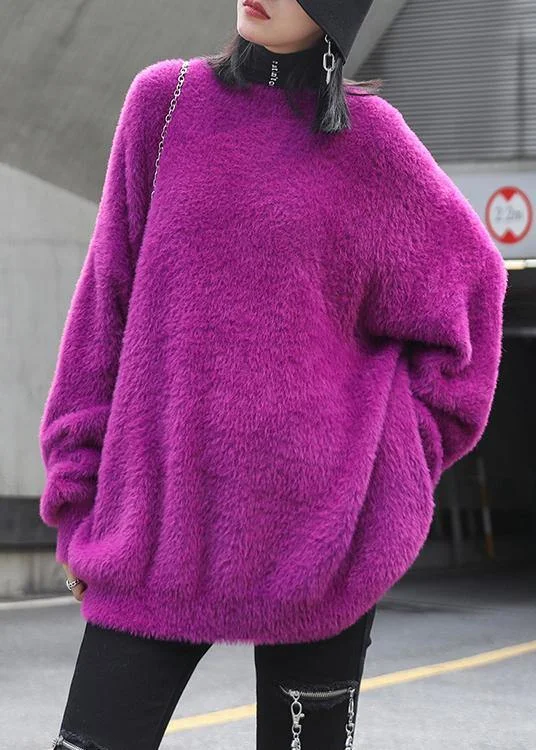 Plus Size Women's Belted Cable Knit SweatersVintage purple knitted t shirt o neck baggy casual knit tops Plus Size Women's Belted Cable Knit SweatersVintage purple knitted t shirt o neck baggy casual knit tops