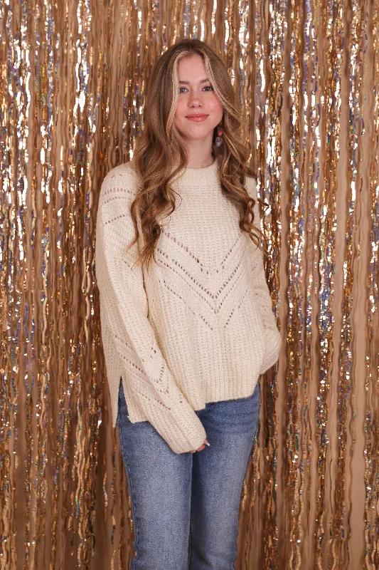 High - Low Hem Women's Cashmere - Blended SweatersWhen I Know Sweater-Ivory