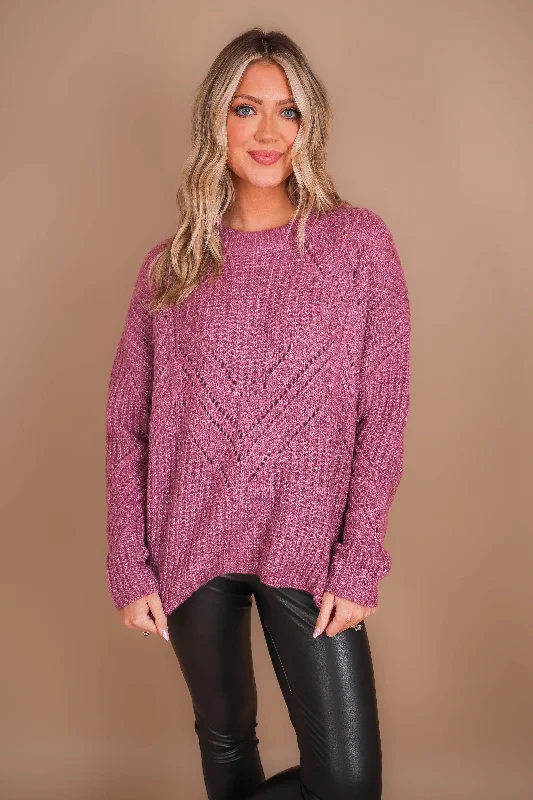 Cropped Women's Angora Blend Sweaters for a Trendy LookWhen I Know Sweater-Purple