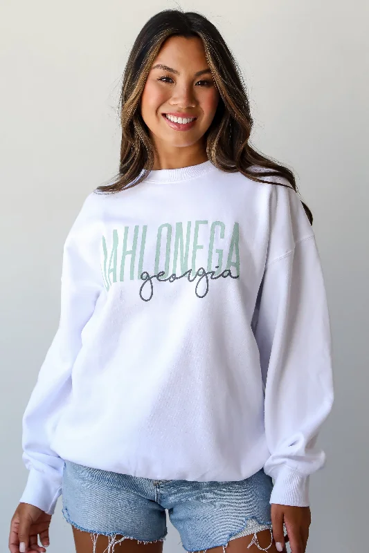 Plus Size Women's Embroidered Sweaters in Ethnic StylesWhite Dahlonega Georgia Script Sweatshirt Plus Size Women's Embroidered Sweaters in Ethnic StylesWhite Dahlonega Georgia Script Sweatshirt