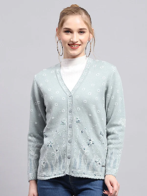 floral print women cardigan for a feminine touchWomen Blue Embroidered V Neck Full Sleeve Cardigan floral print women cardigan for a feminine touchWomen Blue Embroidered V Neck Full Sleeve Cardigan