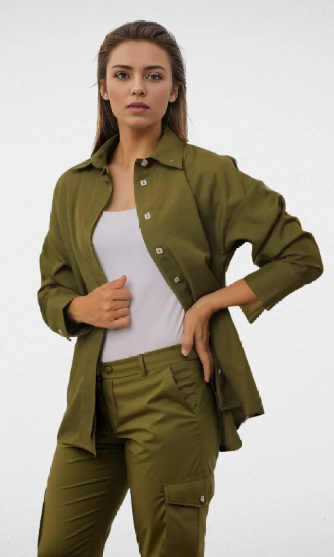 sequin embellished women cardigan for special occasionsWomen Linen Shirt (Oil Green) sequin embellished women cardigan for special occasionsWomen Linen Shirt (Oil Green)