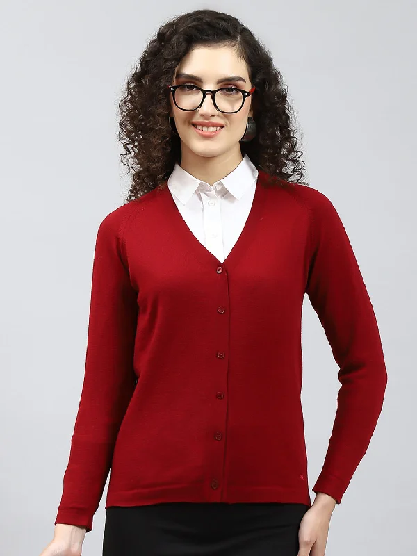 maternity women cardigan for expecting momsWomen Maroon Solid V Neck Full Sleeve Cardigan maternity women cardigan for expecting momsWomen Maroon Solid V Neck Full Sleeve Cardigan