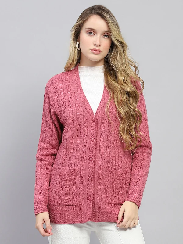 long length women cardigan with side slitsWomen Pink Self Design V Neck Full Sleeve Cardigan long length women cardigan with side slitsWomen Pink Self Design V Neck Full Sleeve Cardigan