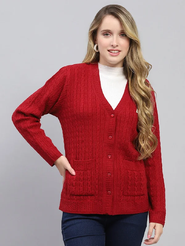 plus size women cardigan for comfortable layeringWomen Red Self Design V Neck Full Sleeve Cardigan plus size women cardigan for comfortable layeringWomen Red Self Design V Neck Full Sleeve Cardigan