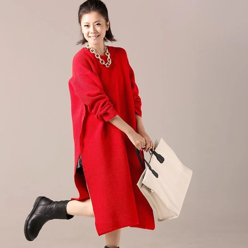 Hooded Women's Fleece - Lined Sweaters for WinterWomen red Sweater dresses Tejidos Largo side open knit top Hooded Women's Fleece - Lined Sweaters for WinterWomen red Sweater dresses Tejidos Largo side open knit top