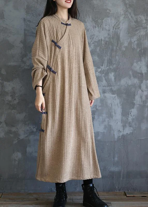 Plus Size Women's Embroidered Sweaters in Ethnic StylesWomen stand collar Sweater fall dress outfit Vintage beige baggy sweater dress Plus Size Women's Embroidered Sweaters in Ethnic StylesWomen stand collar Sweater fall dress outfit Vintage beige baggy sweater dress