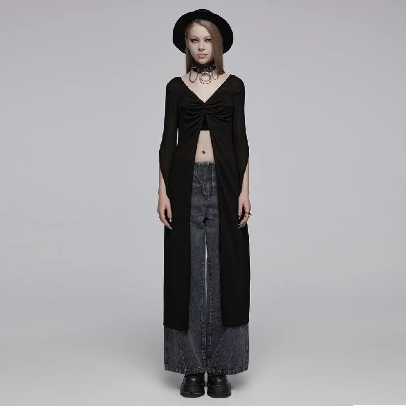 machine washable women cardigan for easy careWomen's Gothic Plunging Split Cardigan machine washable women cardigan for easy careWomen's Gothic Plunging Split Cardigan