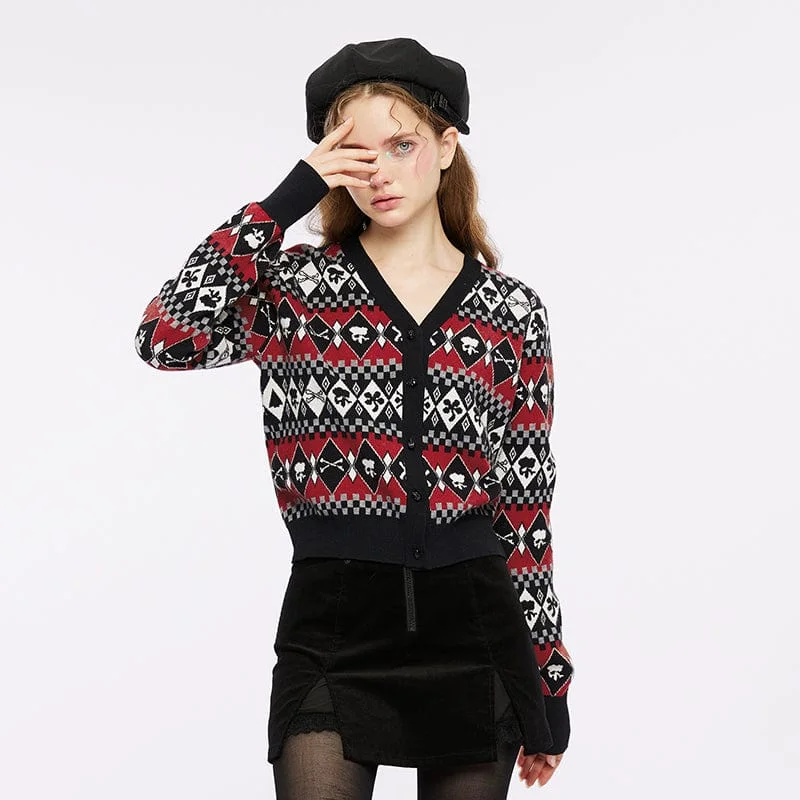 sequin embellished women cardigan for special occasionsWomen's Grunge Skull Diamond Knitted Cardigan sequin embellished women cardigan for special occasionsWomen's Grunge Skull Diamond Knitted Cardigan