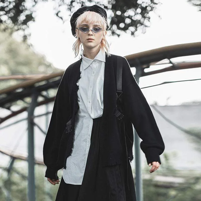 boyfriend style women cardigan for a relaxed fitWomen's Long Sleeved Ripped Casual Cardigans With Belt boyfriend style women cardigan for a relaxed fitWomen's Long Sleeved Ripped Casual Cardigans With Belt