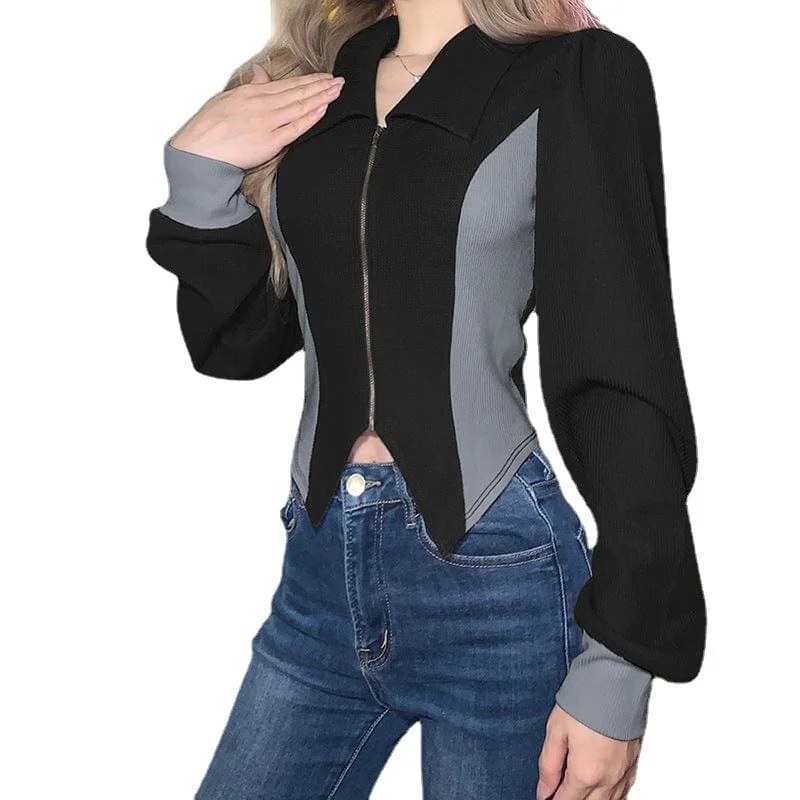 sequin embellished women cardigan for special occasionsWomen's Punk Puff Sleeved Zipper Irregular Cardigan sequin embellished women cardigan for special occasionsWomen's Punk Puff Sleeved Zipper Irregular Cardigan