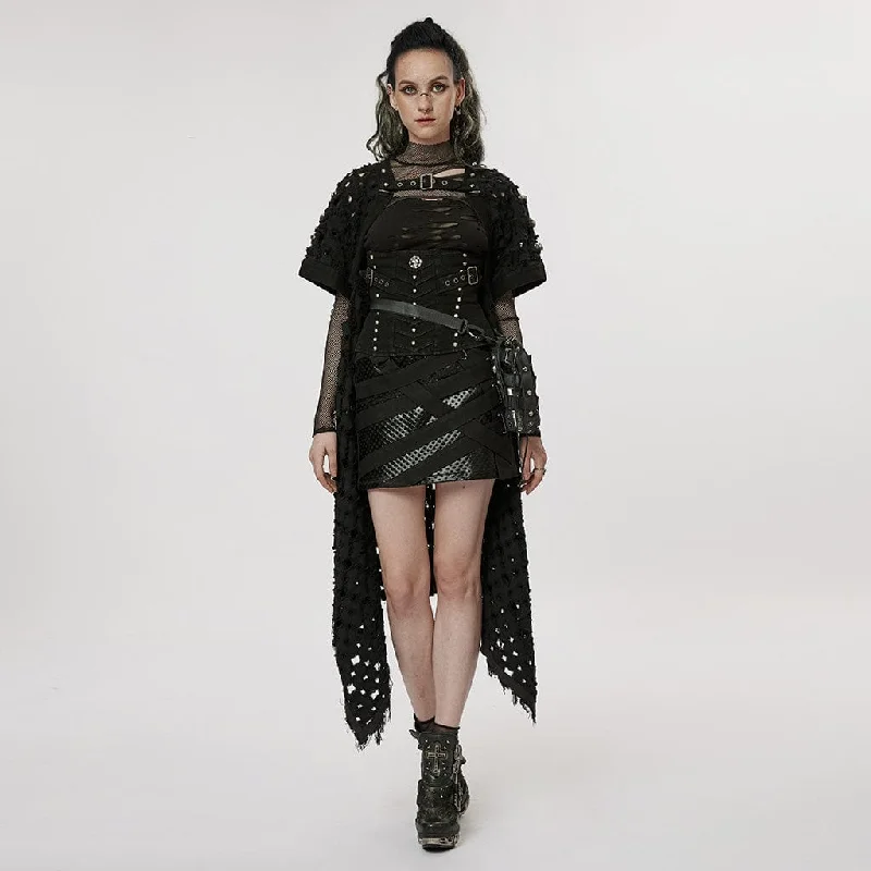 cropped women cardigan to pair with high - waisted jeansWomen's Punk Ripped Buckle Cardigan cropped women cardigan to pair with high - waisted jeansWomen's Punk Ripped Buckle Cardigan