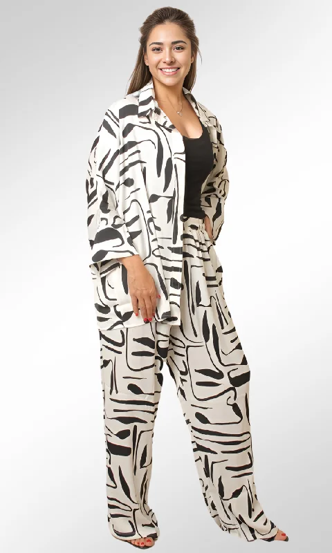 oversized women cardigan for a trendy and cozy lookWomen's Satin Suits print (White) oversized women cardigan for a trendy and cozy lookWomen's Satin Suits print (White)