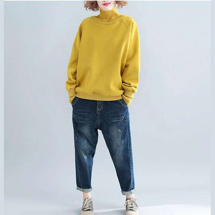 Plus Size Women's Oversized Chunky Knit Sweatersyellow stylish false two pieces sweaters knit sweat tops high neck blouse Plus Size Women's Oversized Chunky Knit Sweatersyellow stylish false two pieces sweaters knit sweat tops high neck blouse