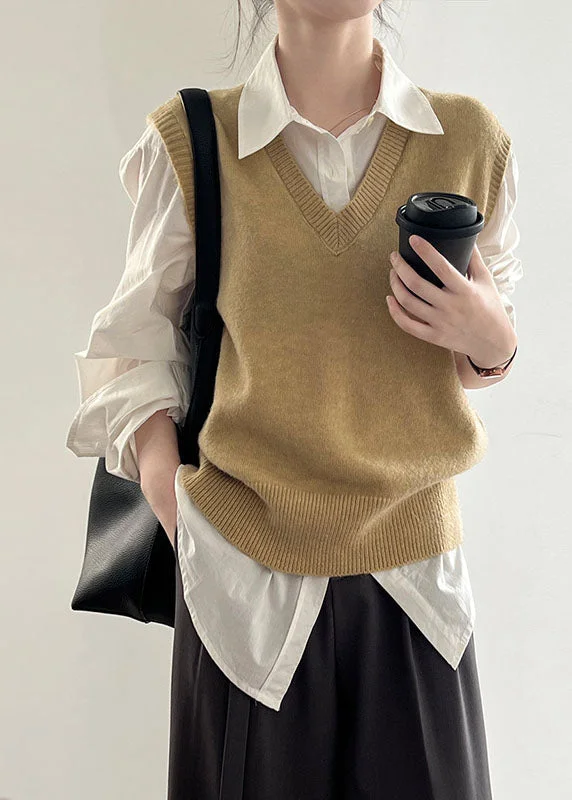 Plus Size Women's Sequined Sweaters for Special OccasionsYellow V Neck Cotton Knit Waistcoat Spring Plus Size Women's Sequined Sweaters for Special OccasionsYellow V Neck Cotton Knit Waistcoat Spring