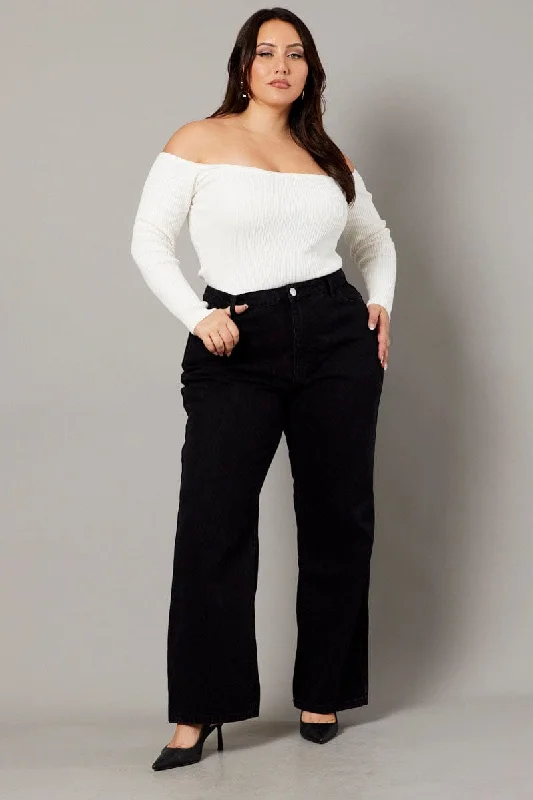 Ripped women jeans for a rebellious and fashion - forward styleBlack Wide Leg Jeans High Rise Distress Details Ripped women jeans for a rebellious and fashion - forward styleBlack Wide Leg Jeans High Rise Distress Details