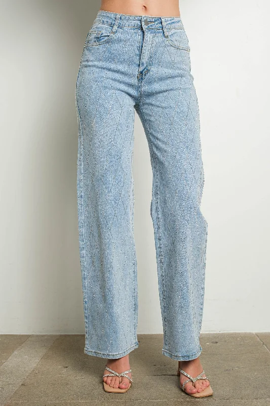 Stretch women jeans for enhanced mobility and comfortDiamond pattern rhinestone stretch denim pants Stretch women jeans for enhanced mobility and comfortDiamond pattern rhinestone stretch denim pants