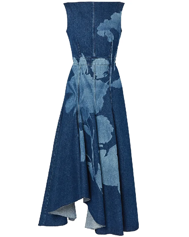 Wide - leg women jeans for a modern and relaxed vibeIndigo Denim Fit and Flare Midi Dress Wide - leg women jeans for a modern and relaxed vibeIndigo Denim Fit and Flare Midi Dress