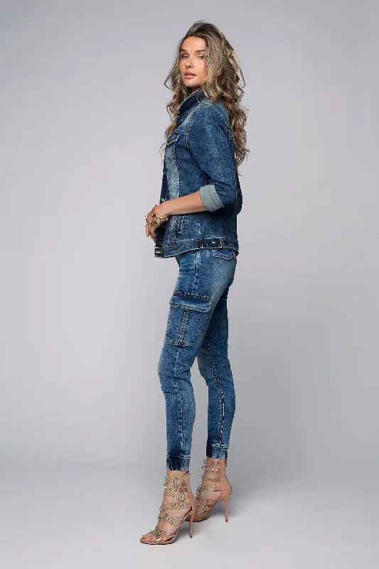 High - waisted women jeans for a flattering silhouetteTARA - Ladies Cargo Jogger - Medium Blue Acid Wash High - waisted women jeans for a flattering silhouetteTARA - Ladies Cargo Jogger - Medium Blue Acid Wash