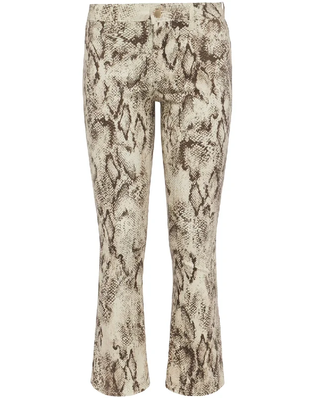 Straight - leg women jeans with a classic and timeless appealHigh Rise Tati Crop Micro Bootcut Jean in Tan Snake Coated Straight - leg women jeans with a classic and timeless appealHigh Rise Tati Crop Micro Bootcut Jean in Tan Snake Coated