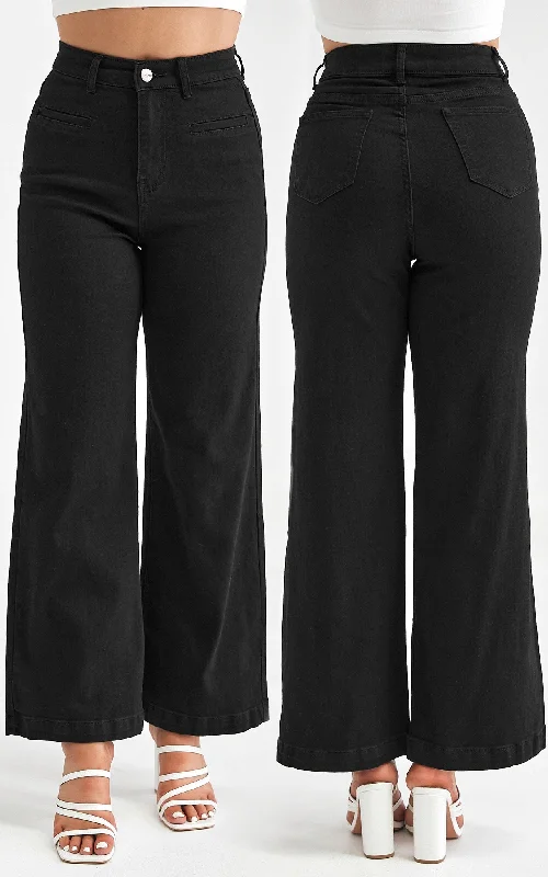 Light - wash women jeans for a fresh and summery appearanceRiverdale Wide Leg Jeans - Black Light - wash women jeans for a fresh and summery appearanceRiverdale Wide Leg Jeans - Black