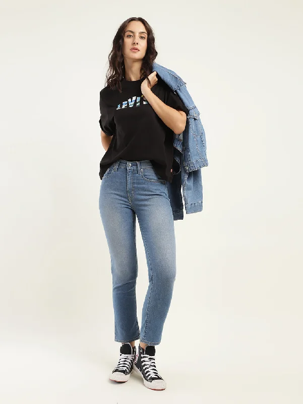 Distressed women jeans for a trendy and edgy lookWomen's High Rise 724 Slim Straight Fit Indigo Jeans Distressed women jeans for a trendy and edgy lookWomen's High Rise 724 Slim Straight Fit Indigo Jeans