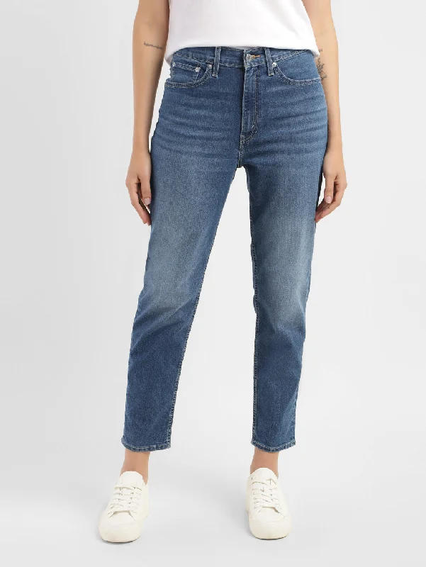 Dark - wash women jeans for a sophisticated and slimming effectWomen's High Rise Mom Loose Tapered Fit Jeans