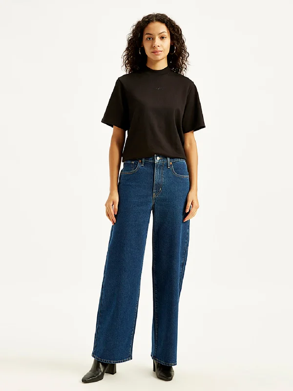 Dark - wash women jeans for a sophisticated and slimming effectWomen's High Rise Wide Leg Fit Navy Jeans Dark - wash women jeans for a sophisticated and slimming effectWomen's High Rise Wide Leg Fit Navy Jeans