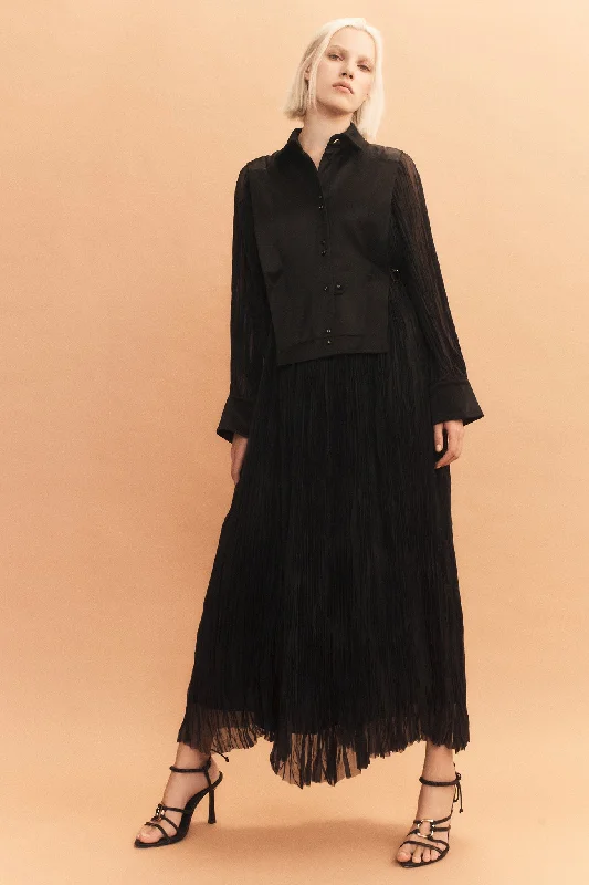 Plus Size Women Dress with a Flattering A - Line Cut for Comfort and StyleAeriel Bib Front Maxi Dress Plus Size Women Dress with a Flattering A - Line Cut for Comfort and StyleAeriel Bib Front Maxi Dress