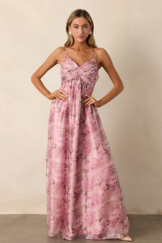 Ruffled Women Dress with Multiple Layers for a Playful and Girly StyleBlooming In Essence Pink Floral Maxi Dress Ruffled Women Dress with Multiple Layers for a Playful and Girly StyleBlooming In Essence Pink Floral Maxi Dress