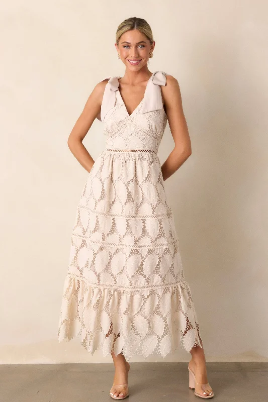 Empire Waist Women Dress to Accentuate the Bust and Conceal the WaistCinnamon Girl Light Beige Lace Maxi Dress Empire Waist Women Dress to Accentuate the Bust and Conceal the WaistCinnamon Girl Light Beige Lace Maxi Dress